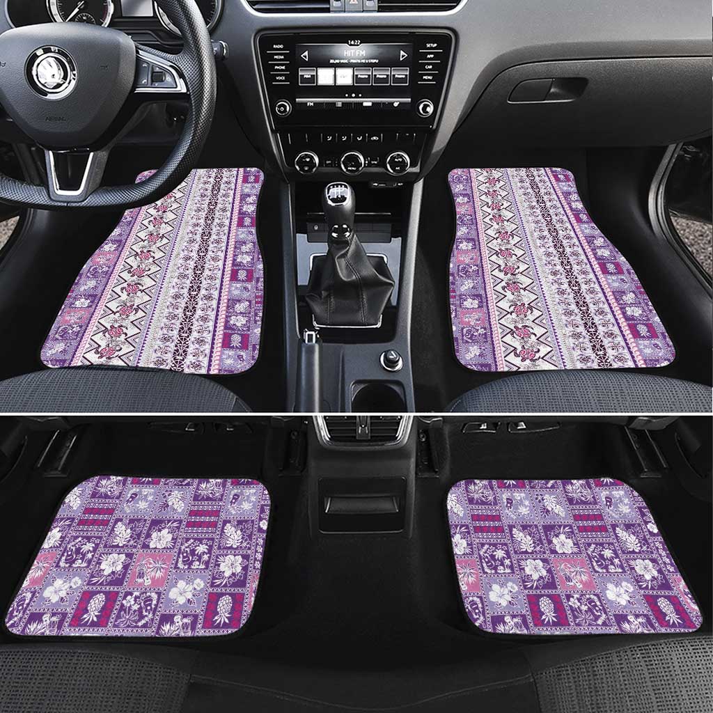 Hawaii Makahiki Turtle Car Mats Violet Tapa Pattern - Polynesian Pride