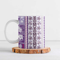 Hawaii Makahiki Turtle Ceramic Mug Violet Tapa Pattern - Polynesian Pride