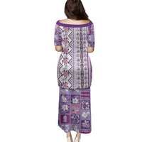 Hawaii Makahiki Turtle Family Matching Puletasi and Hawaiian Shirt Violet Tapa Pattern LT05 - Polynesian Pride