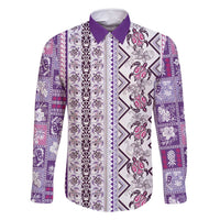 Hawaii Makahiki Turtle Family Matching Summer Maxi Dress and Hawaiian Shirt Violet Tapa Pattern - Polynesian Pride