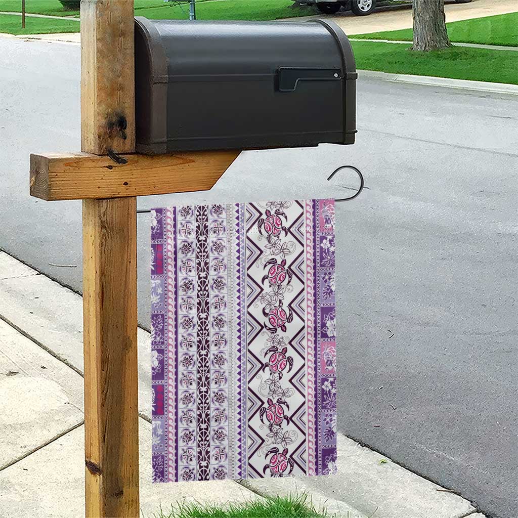 Hawaii Makahiki Turtle Garden Flag Violet Tapa Pattern - Polynesian Pride