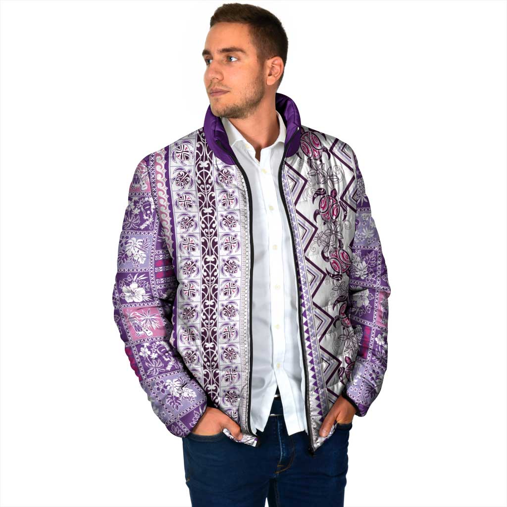 Hawaii Makahiki Turtle Padded Jacket Violet Tapa Pattern LT05 - Polynesian Pride