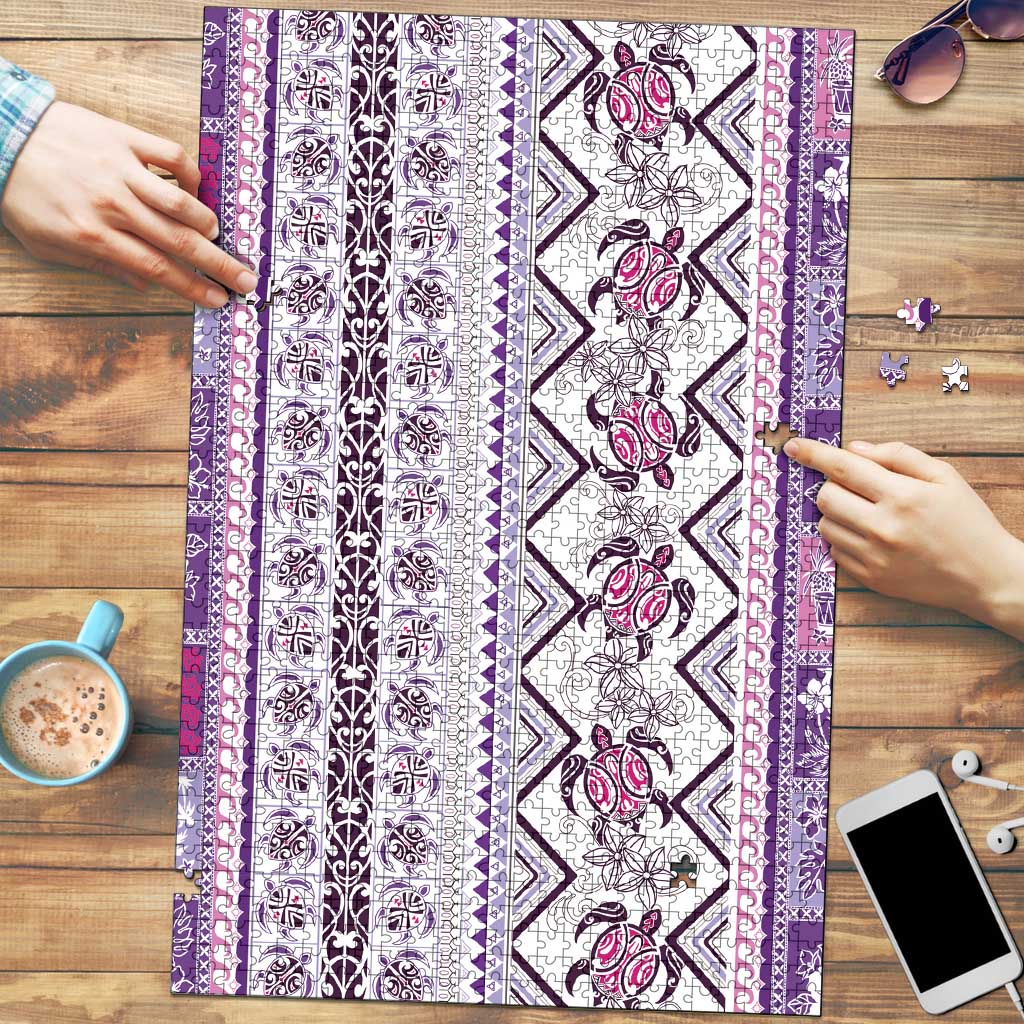 Hawaii Makahiki Turtle Puzzle Violet Tapa Pattern LT05 Violet - Polynesian Pride