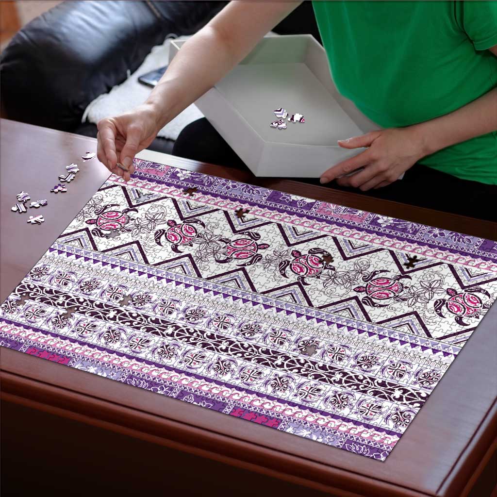 Hawaii Makahiki Turtle Puzzle Violet Tapa Pattern LT05 - Polynesian Pride
