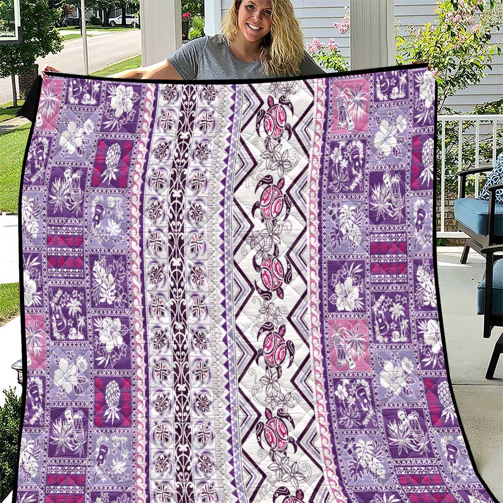 Hawaii Makahiki Turtle Quilt Violet Tapa Pattern - Polynesian Pride