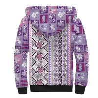 Hawaii Makahiki Turtle Sherpa Hoodie Violet Tapa Pattern - Polynesian Pride