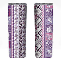 Hawaii Makahiki Turtle Skinny Tumbler Violet Tapa Pattern - Polynesian Pride