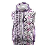 Hawaii Makahiki Turtle Sleeveless Hoodie Violet Tapa Pattern LT05 Violet - Polynesian Pride