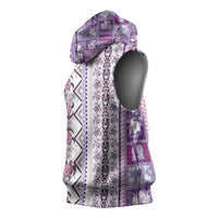 Hawaii Makahiki Turtle Sleeveless Hoodie Violet Tapa Pattern LT05 - Polynesian Pride