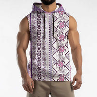 Hawaii Makahiki Turtle Sleeveless Hoodie Violet Tapa Pattern LT05 - Polynesian Pride