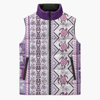 Hawaii Makahiki Turtle Sleeveless Puffer Jacket Violet Tapa Pattern LT05 Unisex Violet - Polynesian Pride