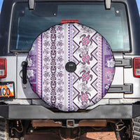 Hawaii Makahiki Turtle Spare Tire Cover Violet Tapa Pattern - Polynesian Pride
