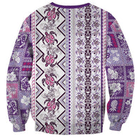 Hawaii Makahiki Turtle Sweatshirt Violet Tapa Pattern - Polynesian Pride
