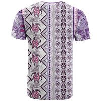 Hawaii Makahiki Turtle T Shirt Violet Tapa Pattern - Polynesian Pride