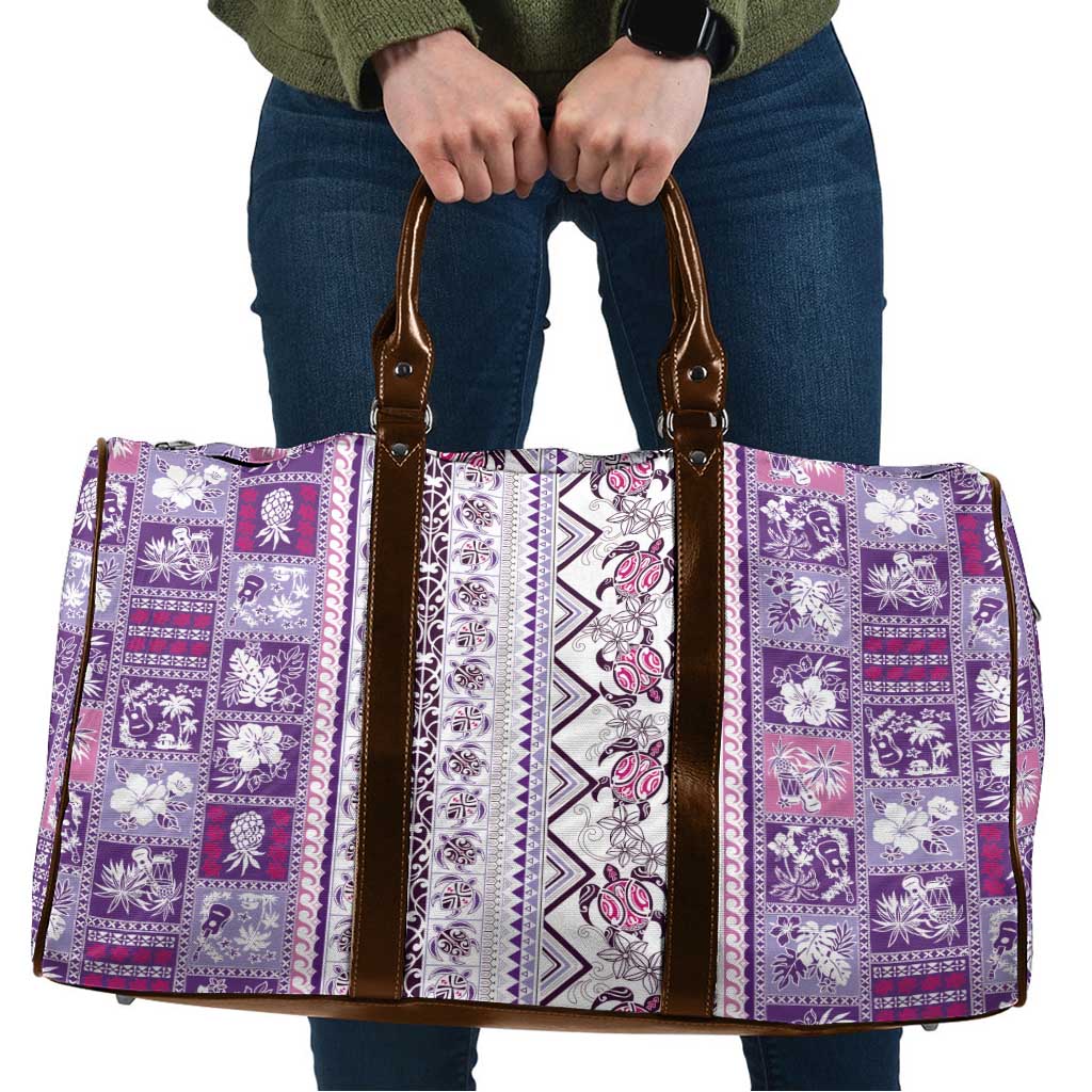 Hawaii Makahiki Turtle Travel Bag Violet Tapa Pattern - Polynesian Pride