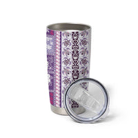 Hawaii Makahiki Turtle Tumbler Cup Violet Tapa Pattern - Polynesian Pride