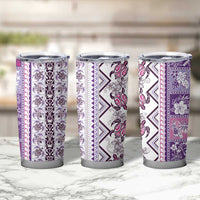 Hawaii Makahiki Turtle Tumbler Cup Violet Tapa Pattern - Polynesian Pride