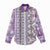 Hawaii Makahiki Turtle Women Casual Shirt Violet Tapa Pattern - Polynesian Pride