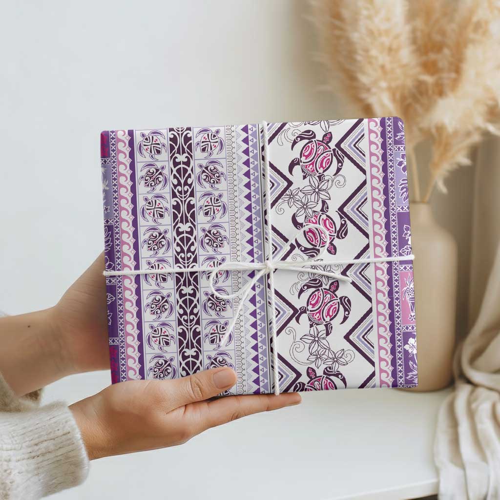 Hawaii Makahiki Turtle Wrapping Paper Violet Tapa Pattern LT05 - Polynesian Pride