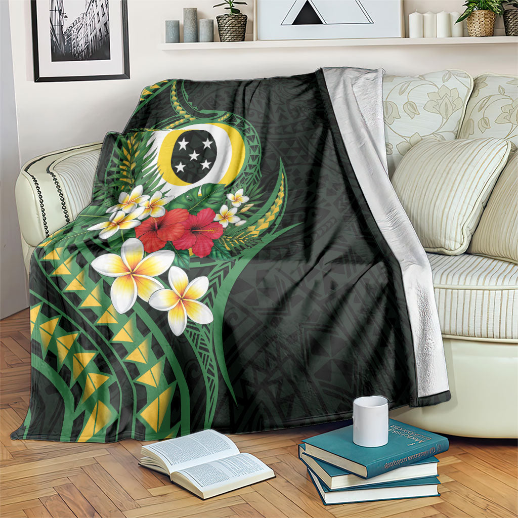 Solomon Islands Western Province Blanket Polynesian Pattern With Tropical Flowers LT05 Green - Polynesian Pride