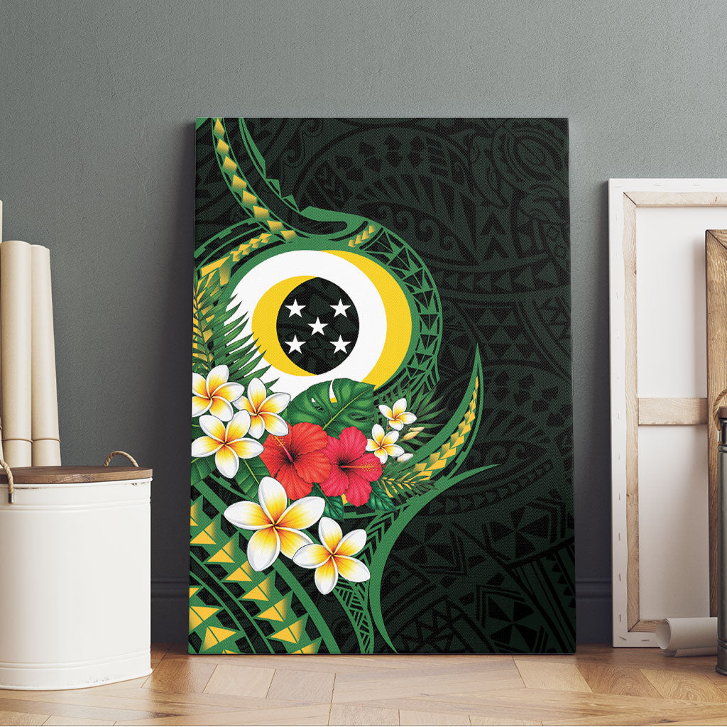 Solomon Islands Western Province Canvas Wall Art Polynesian Pattern With Tropical Flowers LT05 - Polynesian Pride
