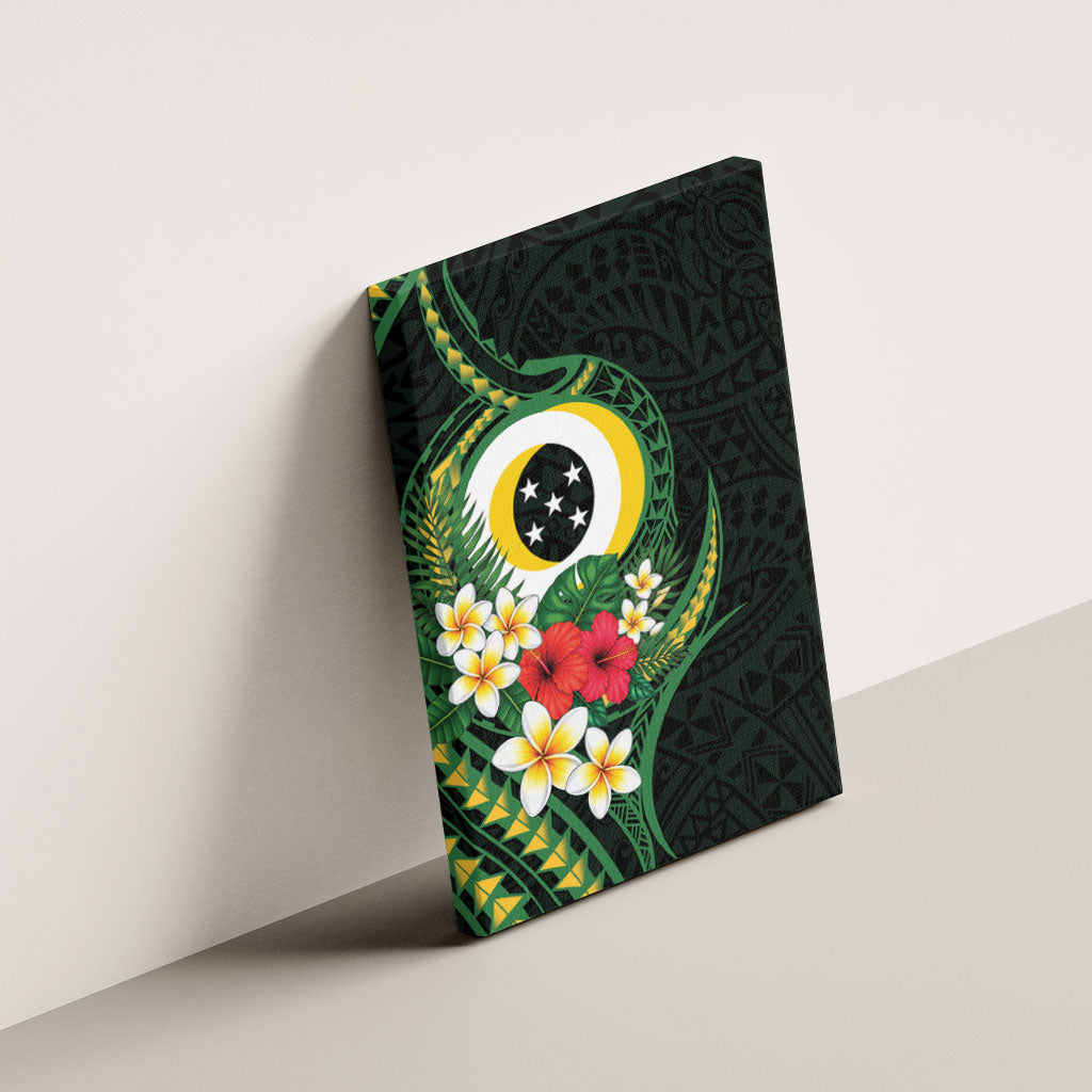 Solomon Islands Western Province Canvas Wall Art Polynesian Pattern With Tropical Flowers LT05 - Polynesian Pride