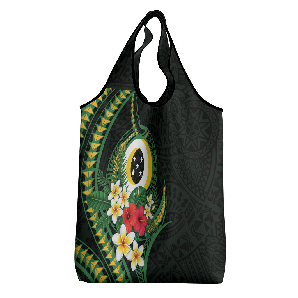 Solomon Islands Western Province Grocery Bag Polynesian Pattern With Tropical Flowers LT05 - Polynesian Pride
