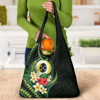 Solomon Islands Western Province Grocery Bag Polynesian Pattern With Tropical Flowers LT05 - Polynesian Pride
