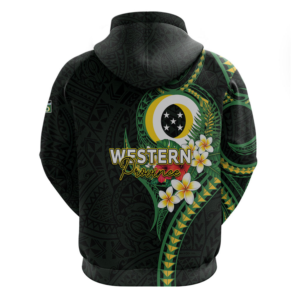 Solomon Islands Western Province Hoodie Polynesian Pattern With Tropical Flowers LT05 - Polynesian Pride
