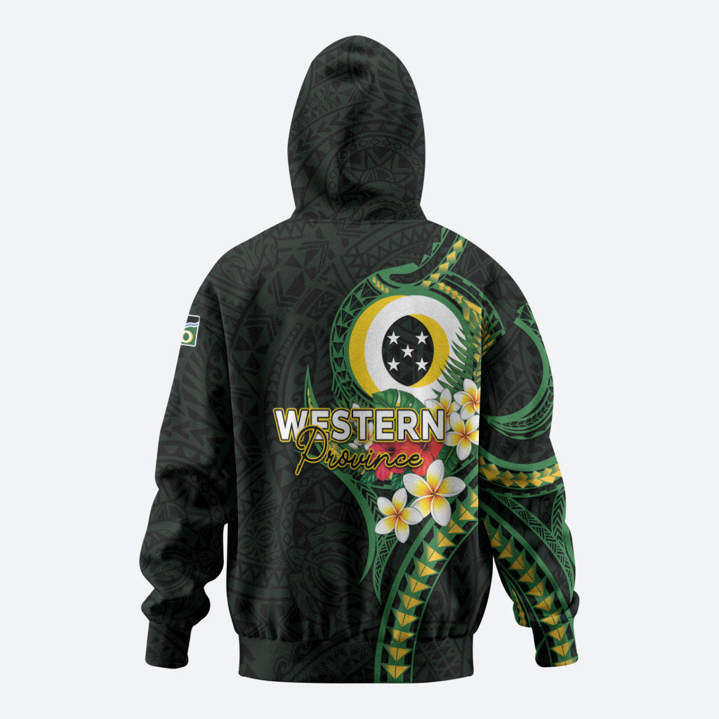 Solomon Islands Western Province Hoodie Polynesian Pattern With Tropical Flowers LT05 - Polynesian Pride