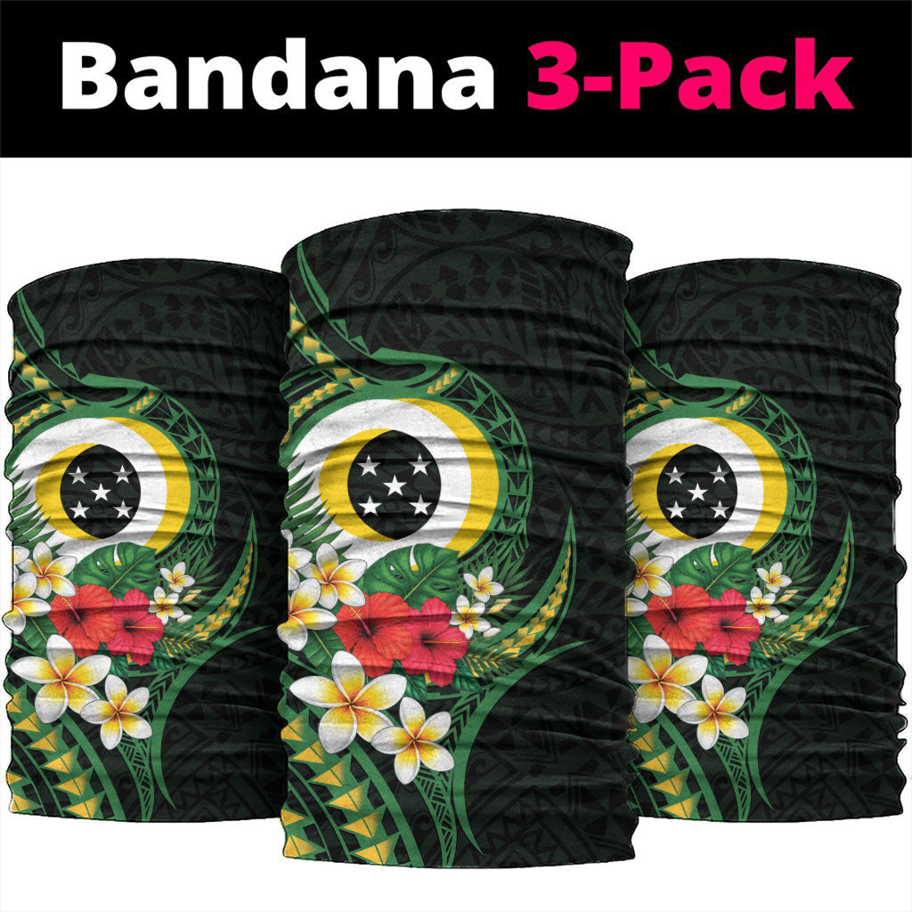 Solomon Islands Western Province Neck Gaiter Polynesian Pattern With Tropical Flowers LT05 package One Size: 25*50cm Green - Polynesian Pride