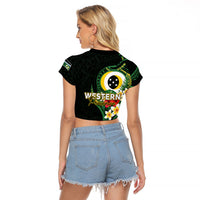 Solomon Islands Western Province Raglan Cropped T Shirt Polynesian Pattern With Tropical Flowers LT05 - Polynesian Pride