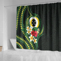 Solomon Islands Western Province Shower Curtain Polynesian Pattern With Tropical Flowers LT05 - Polynesian Pride