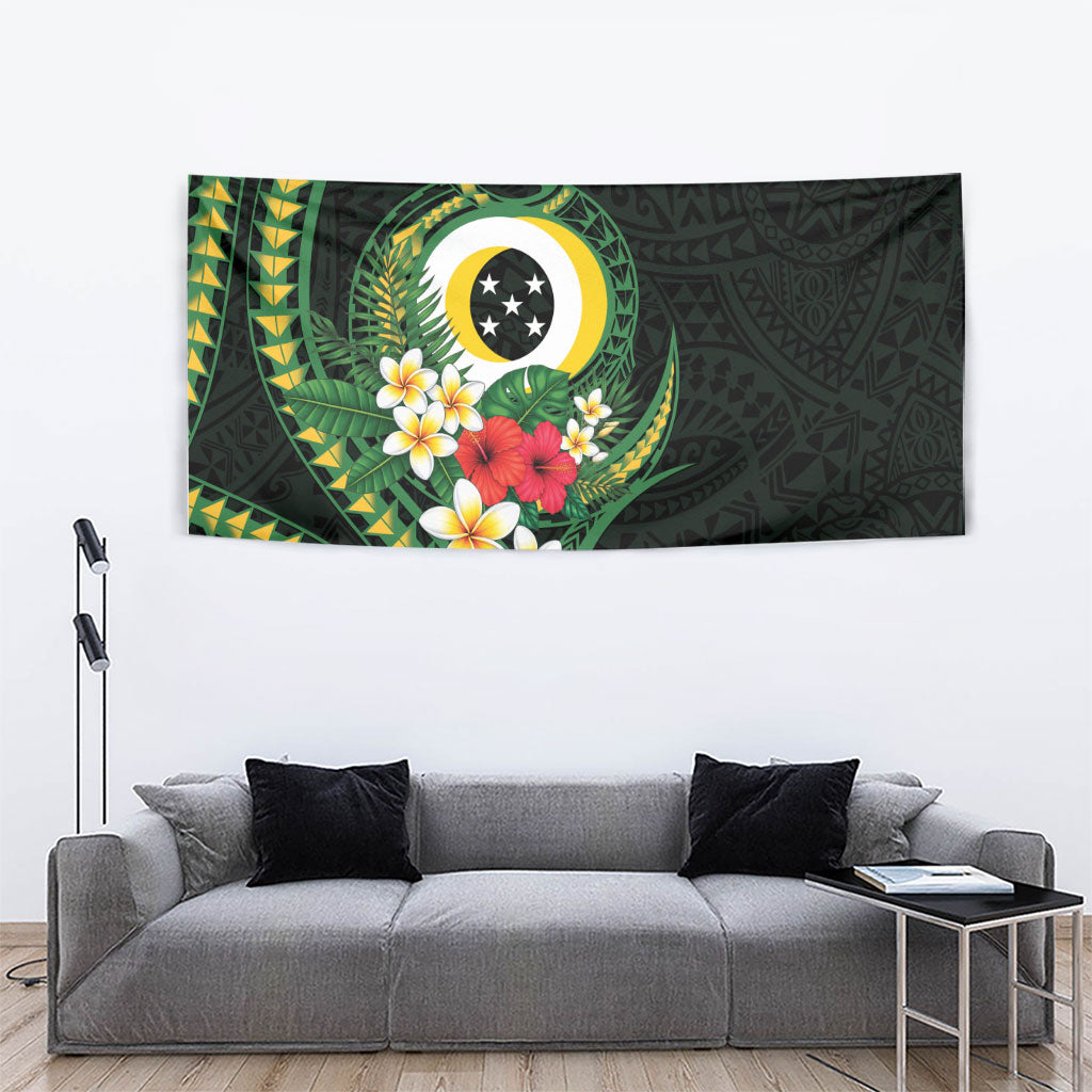 Solomon Islands Western Province Tapestry Polynesian Pattern With Tropical Flowers LT05 - Polynesian Pride