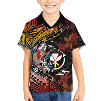 Hawaii And Japan Family Matching Off Shoulder Short Dress and Hawaiian Shirt Koi Fish With Kanaka Maoli