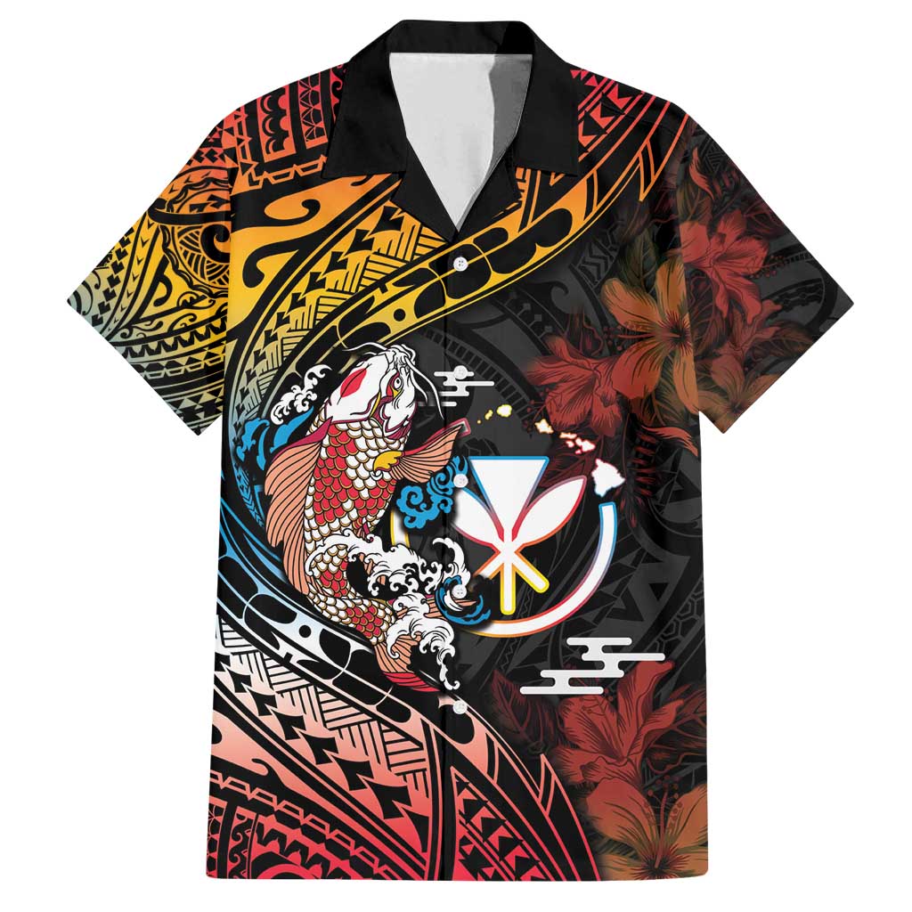Hawaii And Japan Family Matching Summer Maxi Dress and Hawaiian Shirt Koi Fish With Kanaka Maoli