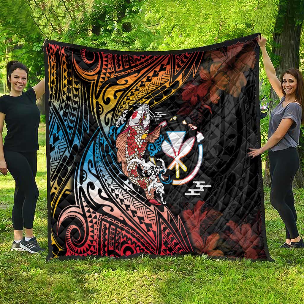 Hawaii And Japan Quilt Koi Fish With Kanaka Maoli