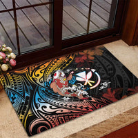 Hawaii And Japan Rubber Doormat Koi Fish With Kanaka Maoli