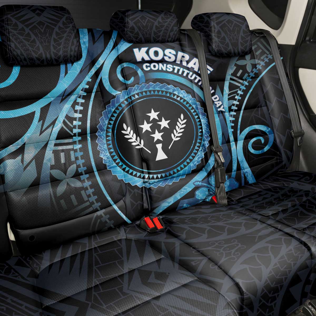 Kosrae Constitution Day Back Car Seat Cover Ocean Floral Pattern
