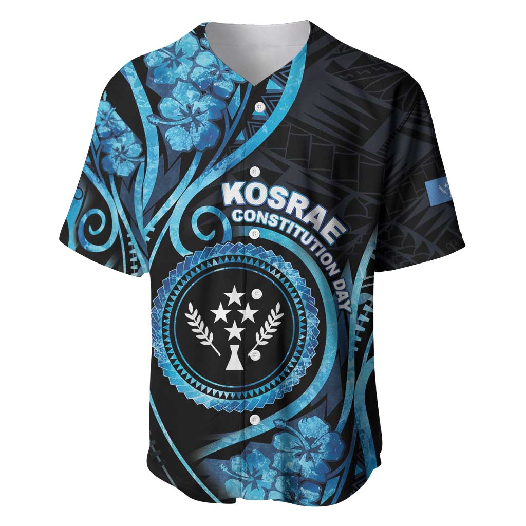 Personalised Kosrae Constitution Day Baseball Jersey Ocean Floral Pattern