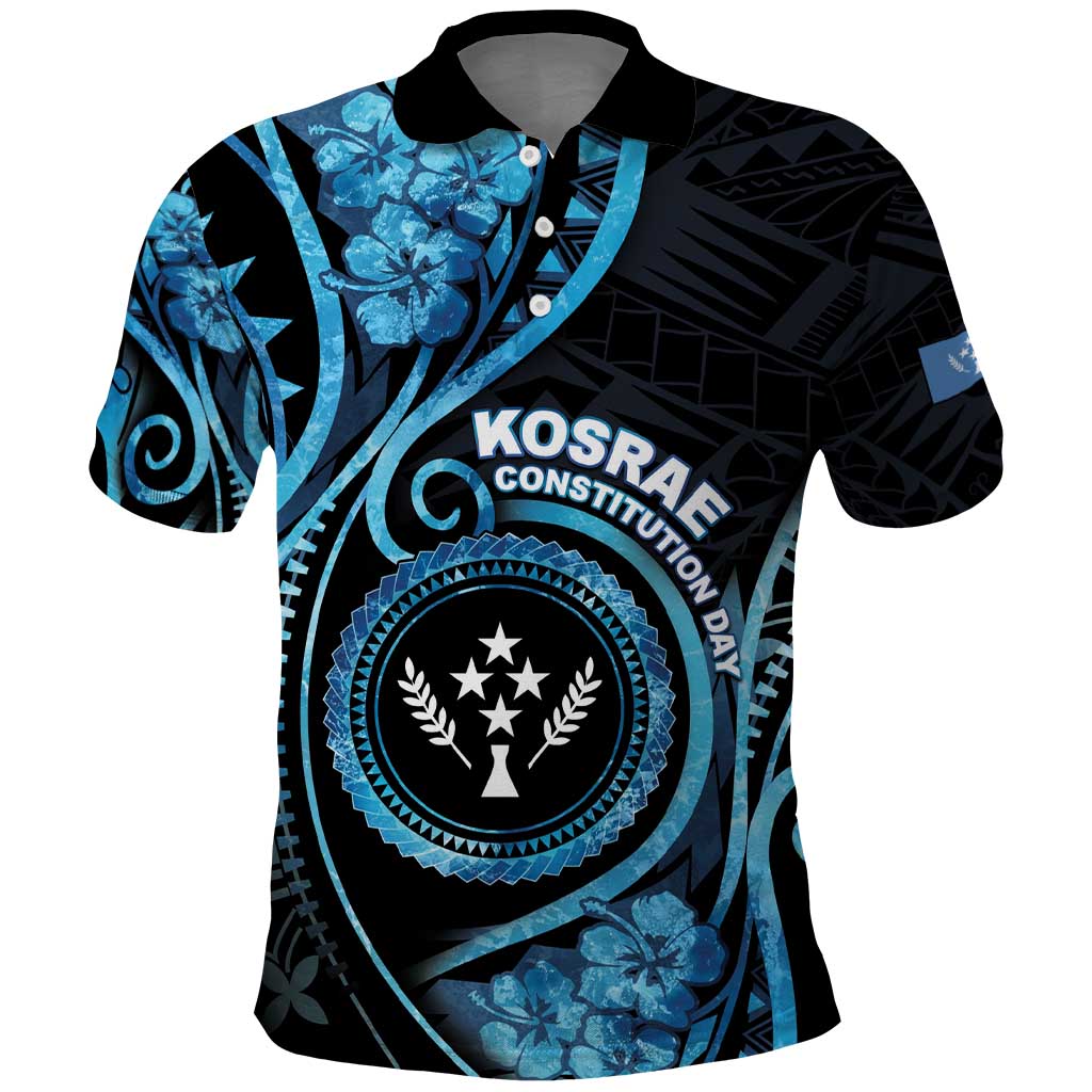 Personalised Kosrae Constitution Day Polo Shirt Ocean Floral Pattern