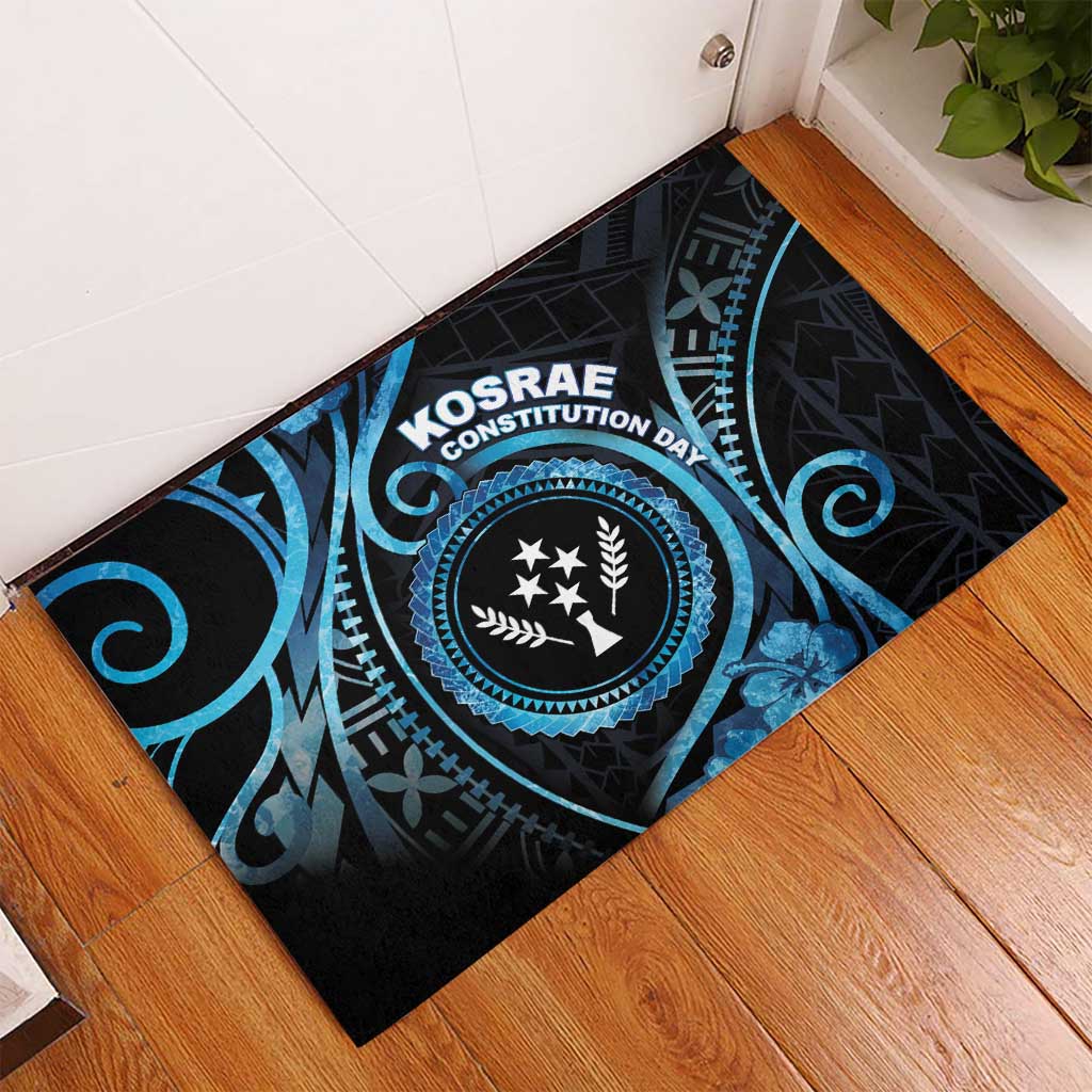 Kosrae Constitution Day Rubber Doormat Ocean Floral Pattern