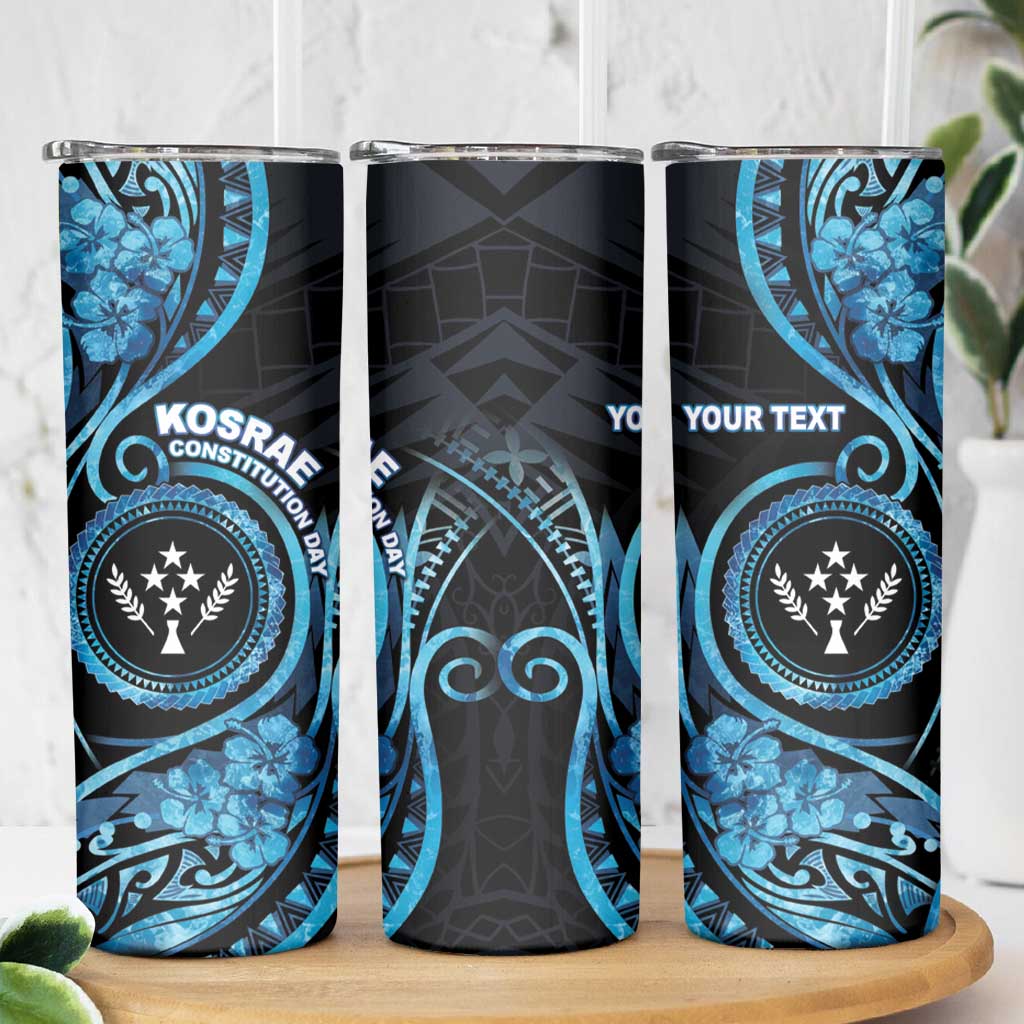 Personalised Kosrae Constitution Day Skinny Tumbler Ocean Floral Pattern