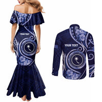 Personalised FSM Chuuk Couples Matching Mermaid Dress and Long Sleeve Button Shirt Ocean Floral Pattern