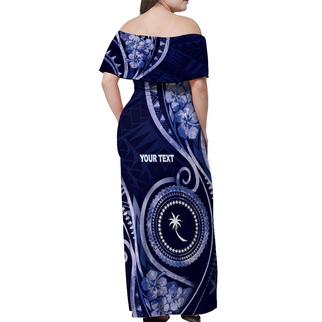 Personalised FSM Chuuk Off Shoulder Maxi Dress Ocean Floral Pattern