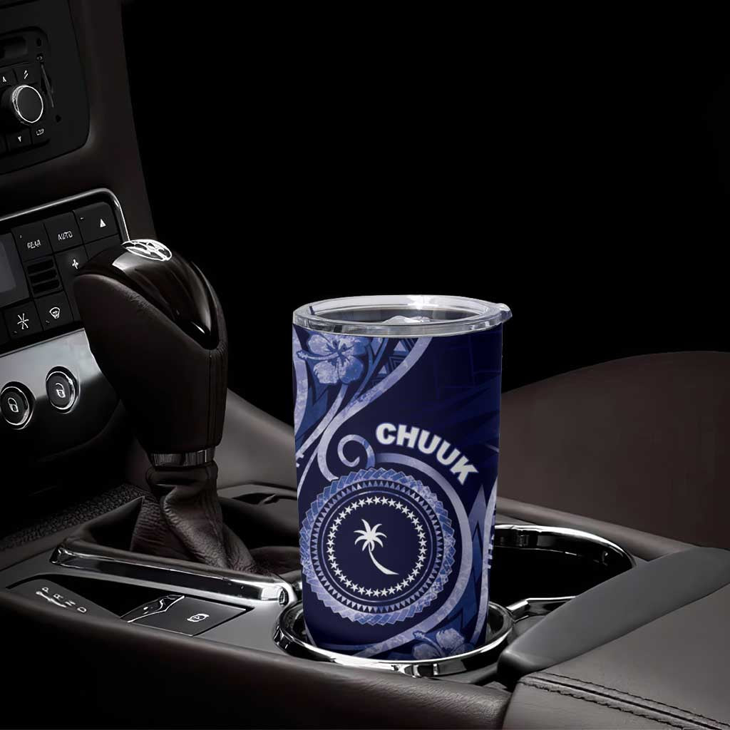 Personalised FSM Chuuk Tumbler Cup Ocean Floral Pattern