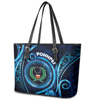 FSM Pohnpei Leather Tote Bag Ocean Floral Pattern