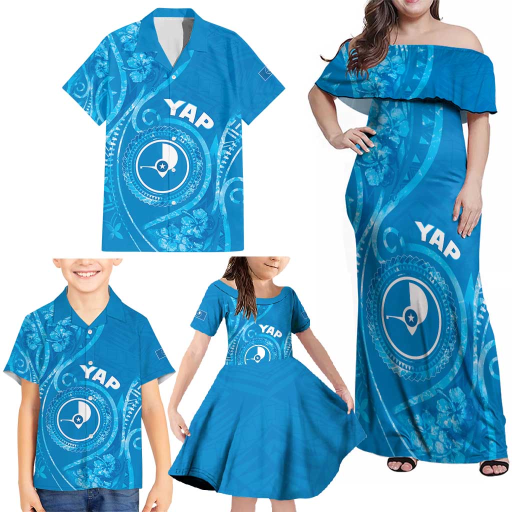 Personalised FSM Yap Family Matching Off Shoulder Maxi Dress and Hawaiian Shirt Ocean Floral Pattern