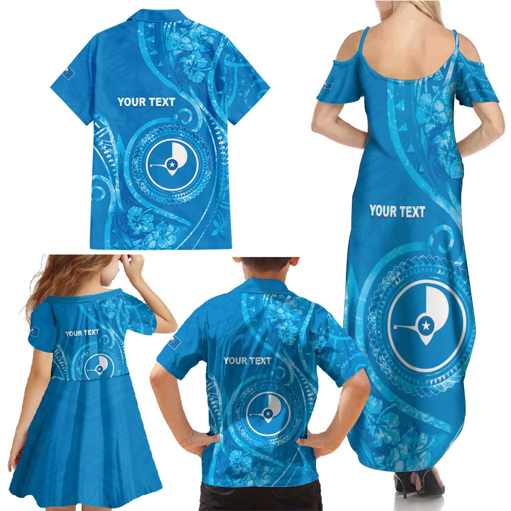 Personalised FSM Yap Family Matching Summer Maxi Dress and Hawaiian Shirt Ocean Floral Pattern