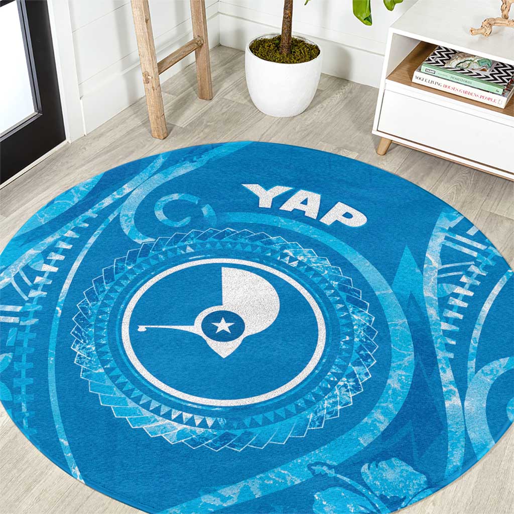 FSM Yap Round Carpet Ocean Floral Pattern